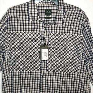 NWT A/X Armani Exchange Blue Plaid LS XL Shirt